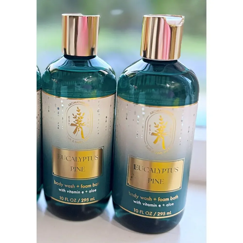 Bath & Body Works Aroma Eucalyptus Pine 10oz Body Wash Foam Bath x3